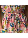 Blancheporte Midi šaty na gombíky z bavlny a ľanu s potlačou broskyňová/zelená 036
