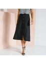 Blancheporte Jednofarebná sukňa na gombíky z eco-firendly viskózy čierna 036