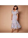 Blancheporte Dlhé šaty s potlačou a lurexovým vláknom modrosivá 038
