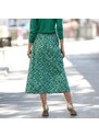 Blancheporte Dlhá sukňa s potlačou a bočným rozparkom na gombíky zelená/lila 036
