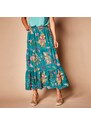 Blancheporte Dlhá volánová sukňa s potlačou zelená/ružová 036