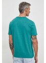 Bavlnené tričko Desigual pánsky, zelená farba, jednofarebný, 24SMTK13
