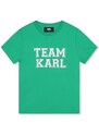 Detské bavlnené tričko Karl Lagerfeld tyrkysová farba, s potlačou