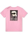 Detské bavlnené tričko Karl Lagerfeld ružová farba, s potlačou