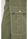 Nohavice Vans dámske, zelená farba, rovné, vysoký pás