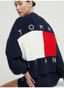 Bavlnený kardigán Tommy Jeans tmavomodrá farba, DW0DW18335