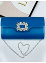 Webmoda Dámska modrá spoločenská kabelka s brošňou