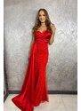 Paris Style Červené dlhé šaty na jedno rameno Alisa