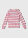 Detský bavlnený sveter Guess ružová farba, tenký