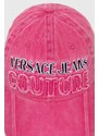 Bavlnená šiltovka Versace Jeans Couture ružová farba, s nášivkou, 76HAZK37 ZG274