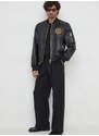 Kožená bunda Versace Jeans Couture pánska, čierna farba, prechodná, 76GAVP06 CPPS3