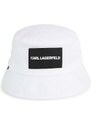 Detský bavlnený klobúk Karl Lagerfeld biela farba, bavlnený