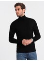 Ombre Men's knitted fitted turtleneck with viscose - black