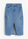bonprix Džínsová sukňa, kapsáčová, farba modrá, rozm. 48