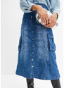 bonprix Komfort-strečová sukňa s kapsáčovými vreckami, farba modrá