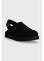 Detské semišové papuče UGG GOLDENSTAR CLOG čierna farba