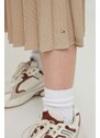 Sukňa Tommy Hilfiger béžová farba,midi,áčkový strih,WW0WW41793