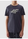 4F Chlapčenské tričko s potlačou z organickej bavlny - šedé