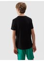 4F Chlapčenské tričko s potlačou z organickej bavlny - čierne