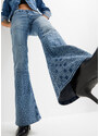 bonprix Zvonové džínsy s mixom vzorov, farba modrá