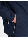 Ombre Clothing Pánska bunda SOFTSHELL s fleecovým stredom - tmavomodrá V5 OM-JANP-0137