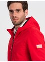 Ombre Clothing Pánska bunda s fleecovým stredom SOFTSHELL-red V6 OM-JANP-0137