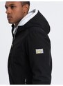 Ombre Clothing Pánska bunda SOFTSHELL s fleecovým stredom - čierna V2 OM-JANP-0137