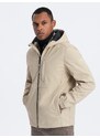 Ombre Clothing Pánska bunda SOFTSHELL s fleecovým stredom - sand V4 OM-JANP-0137