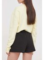 Šortky Calvin Klein Jeans dámske,čierna farba,jednofarebné,vysoký pás,J20J223418