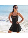 Blancheporte Jednodielne plavky so sukienkou čierna/oranžová 042