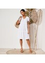 Blancheporte Krátke jednofarebné šaty s výstrihom do "V" biela 036