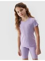 4F Dievčenské tričko bez potlače - fialové