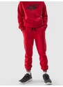 4F Chlapčenské teplákové nohavice typu jogger - červené