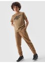 4F Chlapčenské teplákové nohavice typu jogger - béžové