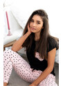 Sensis Dámske bavlnené pyžamo so srdiečkami Ilaria, Farba čierna
