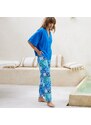 Blancheporte Pyžamo s nohavicami a patchwork potlačou modrá 038