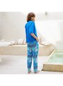 Blancheporte Pyžamo s nohavicami a patchwork potlačou modrá 038