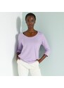 Blancheporte Jednofarebné tričko s 3/4 rukávmi a okrúhlym výstrihom lila 040