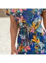 Blancheporte Krátke šaty s potlačou nám.modrá/koralová 040