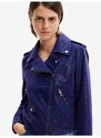 Women's Dark Blue Faux Leather Jacket Desigual Harry - Women