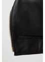Kožená bunda Versace Jeans Couture dámska, čierna farba, prechodná, 76HAVP02 CP009