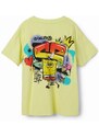 Detské bavlnené tričko Desigual žltá farba, s potlačou