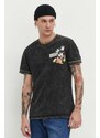 Bavlnené tričko Desigual x Disney pánsky, čierna farba, vzorovaný, 24SMTK29