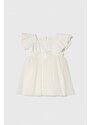 Dievčenské bavlnené šaty Jamiks béžová farba, mini, áčkový strih