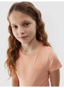 4F Dievčenské tričko bez potlače - púdrovo ružové