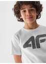 4F Chlapčenské tričko s potlačou - biele