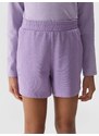 4F Dievčenské teplákové šortky - fialové