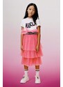 Dievčenská sukňa Karl Lagerfeld ružová farba, mini, áčkový strih