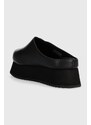 Kožené šľapky Calvin Klein Jeans CLOSE TOE FLATFORM MG UC dámske, čierna farba, na platforme, YW0YW01440