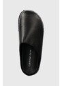 Kožené šľapky Calvin Klein Jeans CLOSE TOE FLATFORM MG UC dámske, čierna farba, na platforme, YW0YW01440